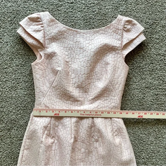 HALSTON Heritage Blush Pink Jacquard Dress w/ Cap Sleeves - Size 4 - Picture 8 of 10
